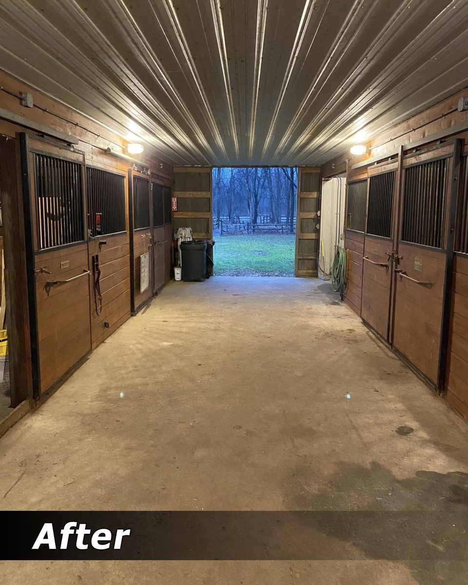 Barn aisle after full cleanout
