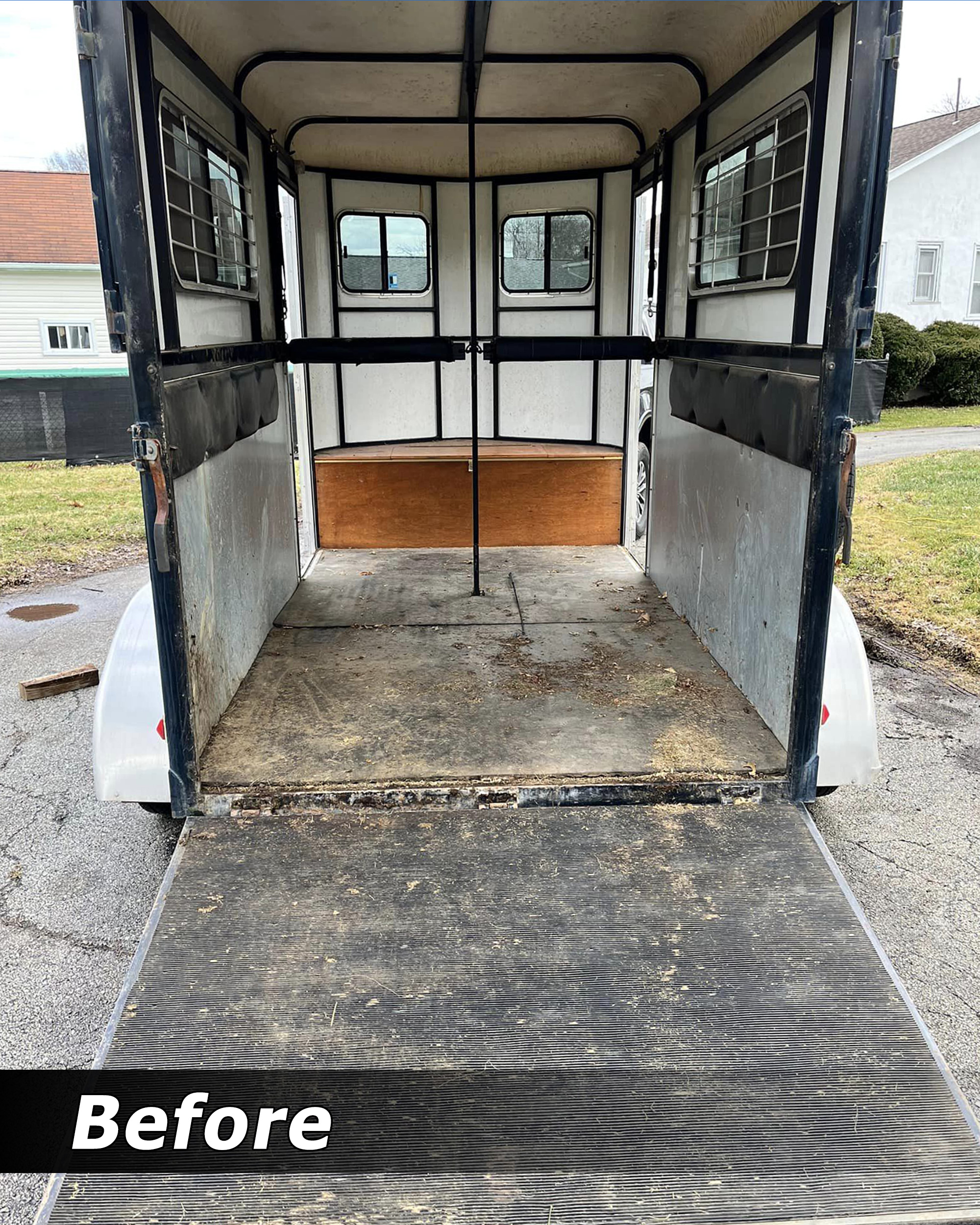 Trailer interior before pressure washing